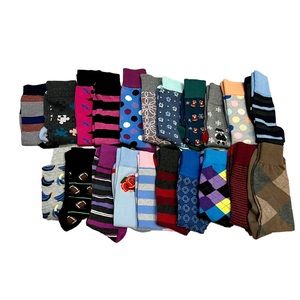 21 Pair Men's size 9 to 13 Dress Socks/Happy socks/patterned/crew/big/tall